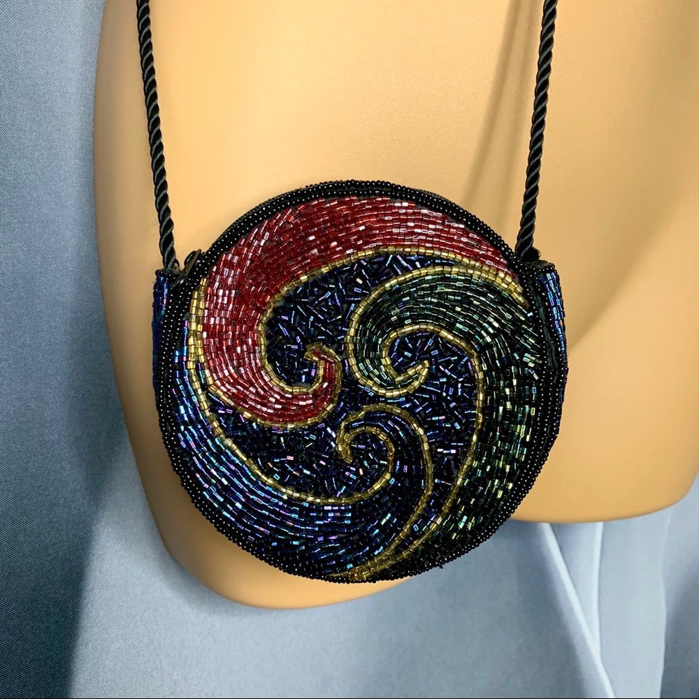 Small Beaded Round Shoulder Bag